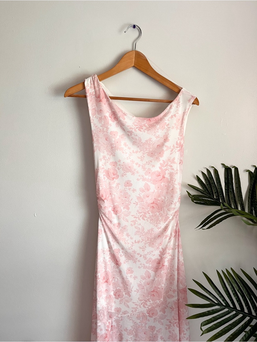 Rare Editions Pale Pink Floral Off Shoulder Dress
